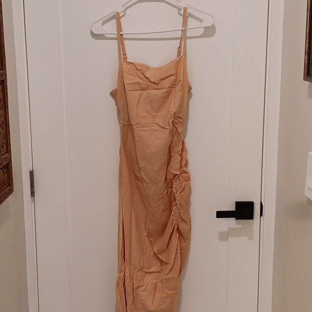 NWT, JLUX Label Apricot Joanie Slit Dress